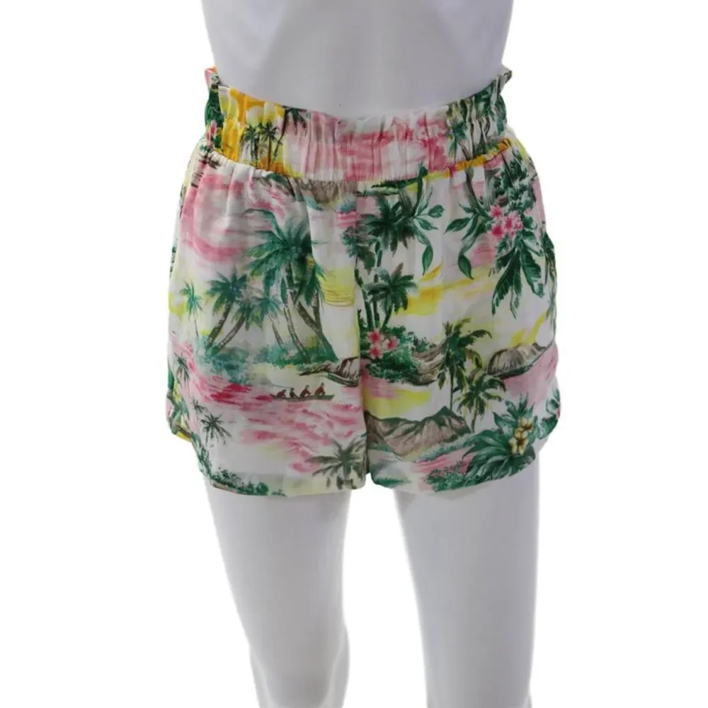 BB Dakota Womesn Palm Tree Print Two Pocket High-Rise Shorts Multicolor Size XS